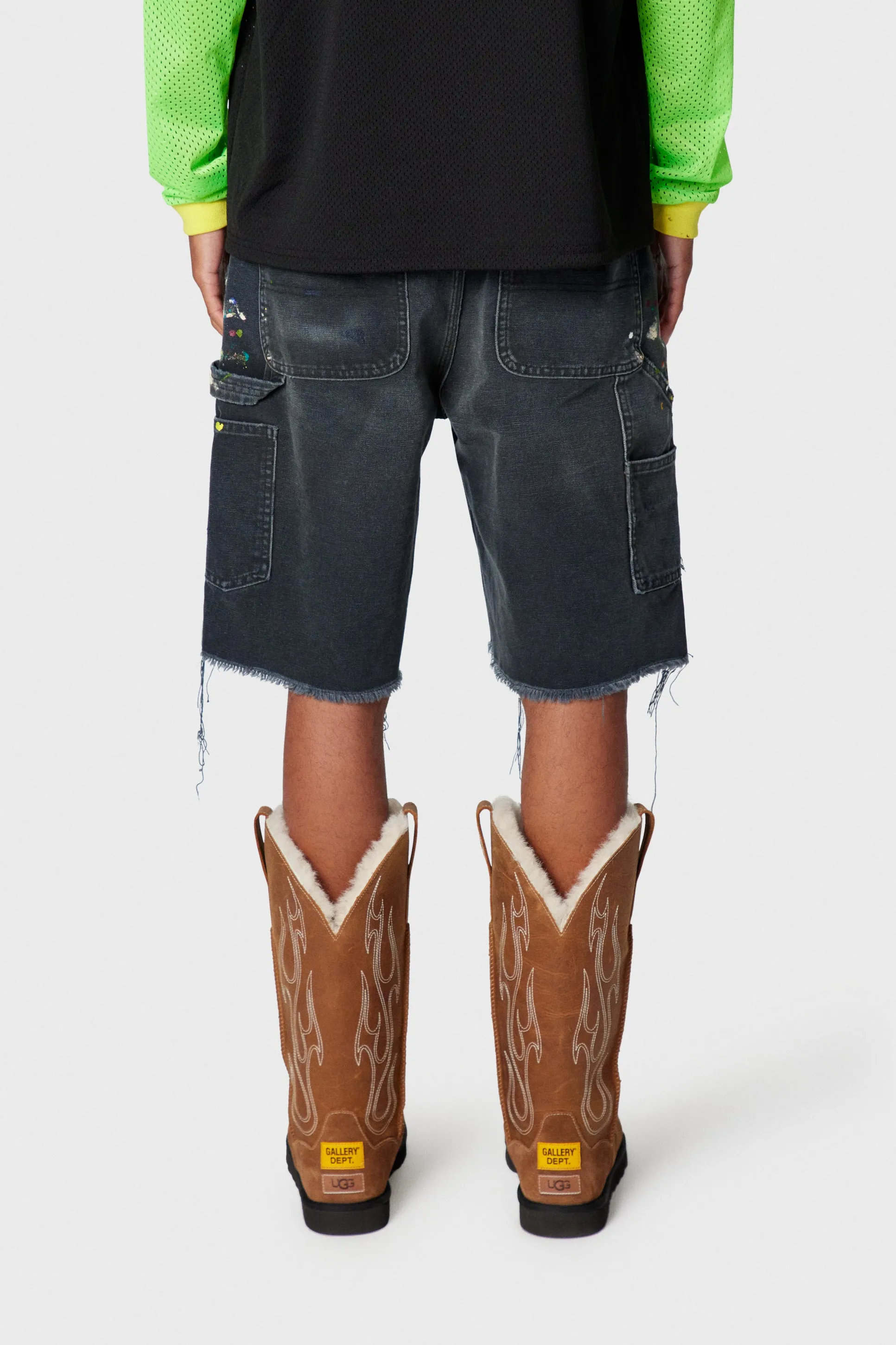 668#Gallery Dept New Splashed Ink Splashed Paint Logging Pants Spliced ​​Cargo Pants Washed Jeans Shorts Beautiful Trendy Five-Fifth Pants Versatile Casual Pants Blue Black Gray Khaki S~XL P250